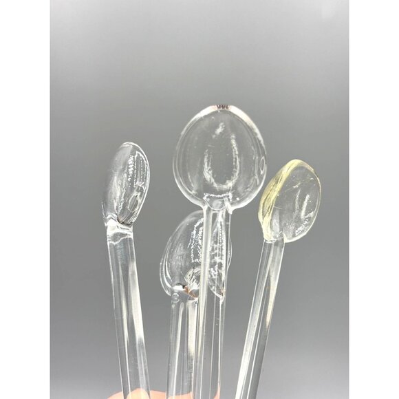 Vintage Glass Swizzle Sticks & Spoons- Set Of 10 For Cocktails & Beverages - Picture 3 of 6